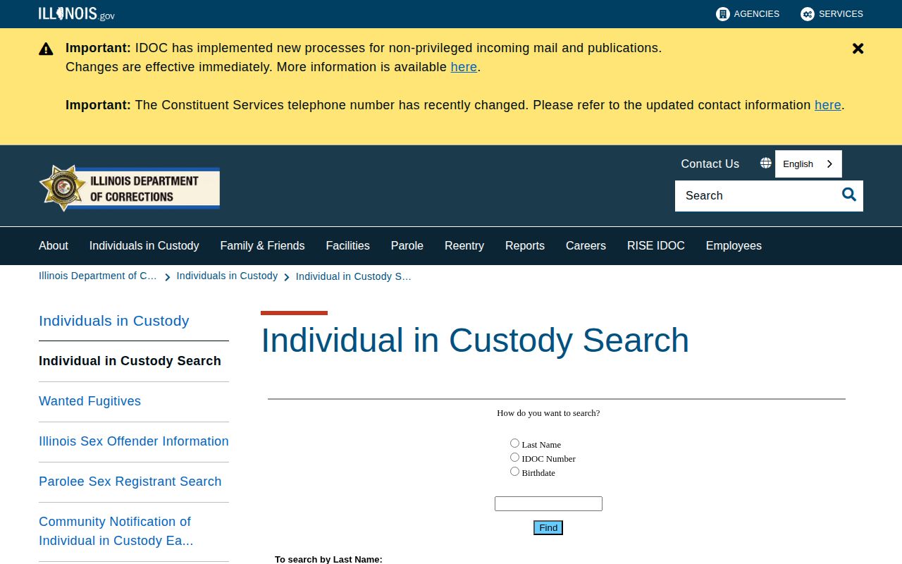 Sangamon County released inmate IDOC offender search